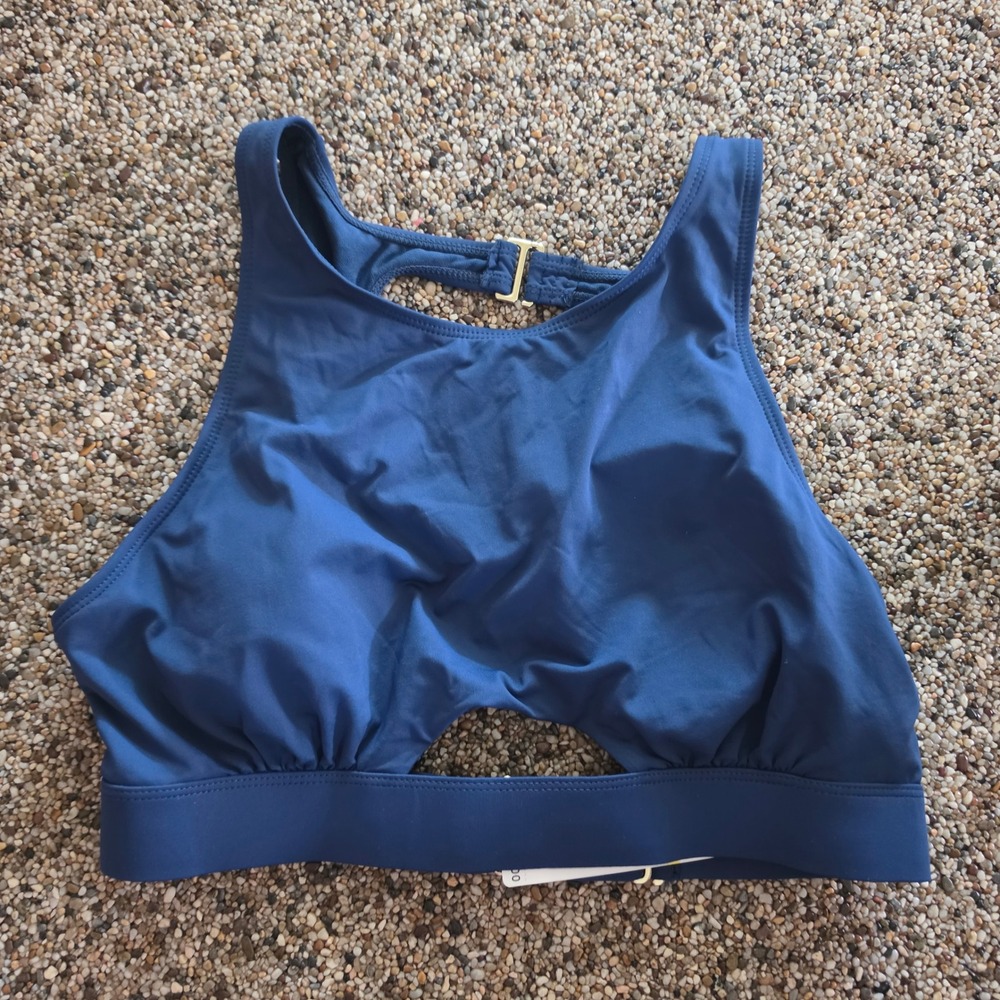 Catalina Swimwear Midnight Blue High Neck Bikini Top Cutout Size M